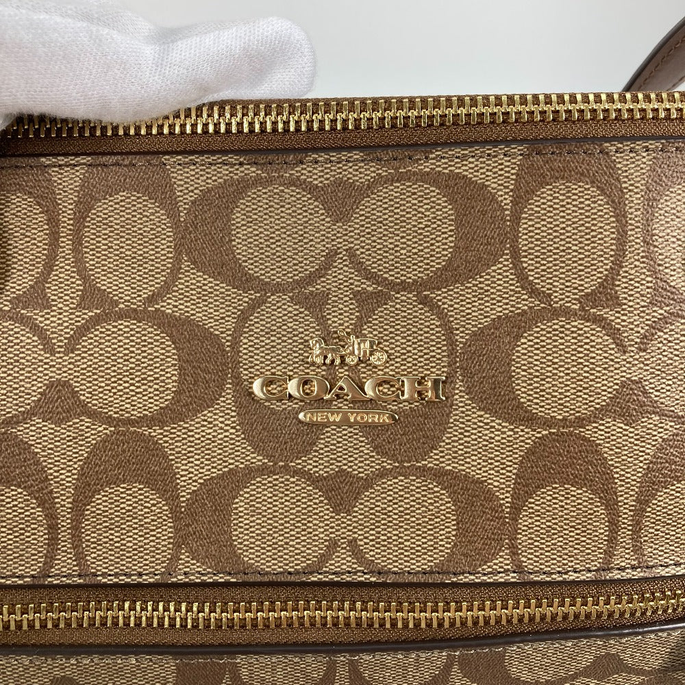 COACH Shoulder Bag F79609 PVC / Leather Brown Signature Women Used Authentic