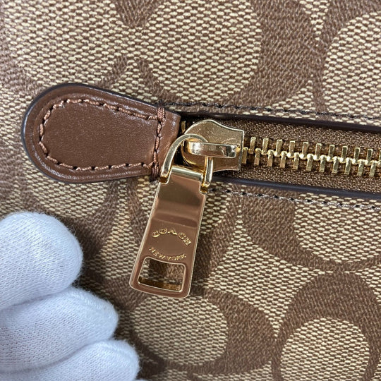 COACH Shoulder Bag F79609 PVC / Leather Brown Signature Women Used Authentic