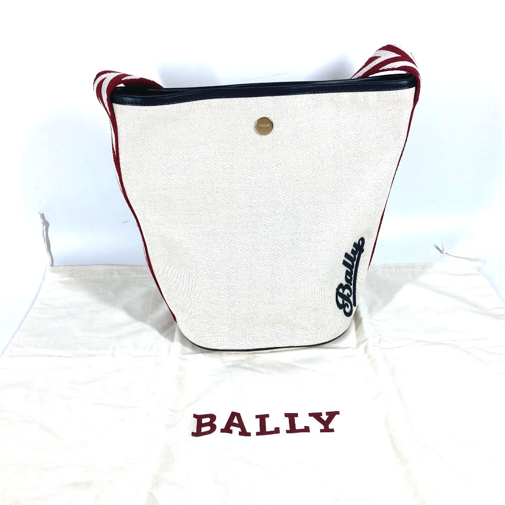 BALLY Shoulder Bag 6232568 canvas white Bucket BRUNILLE logo mens Used Authentic