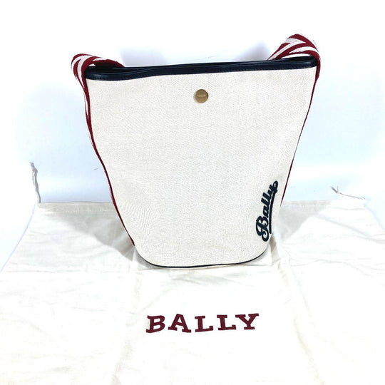 BALLY Shoulder Bag 6232568 canvas white Bucket BRUNILLE logo mens Used Authentic