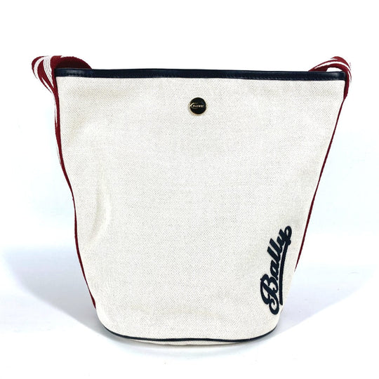 BALLY Shoulder Bag 6232568 canvas white Bucket BRUNILLE logo mens Used Authentic