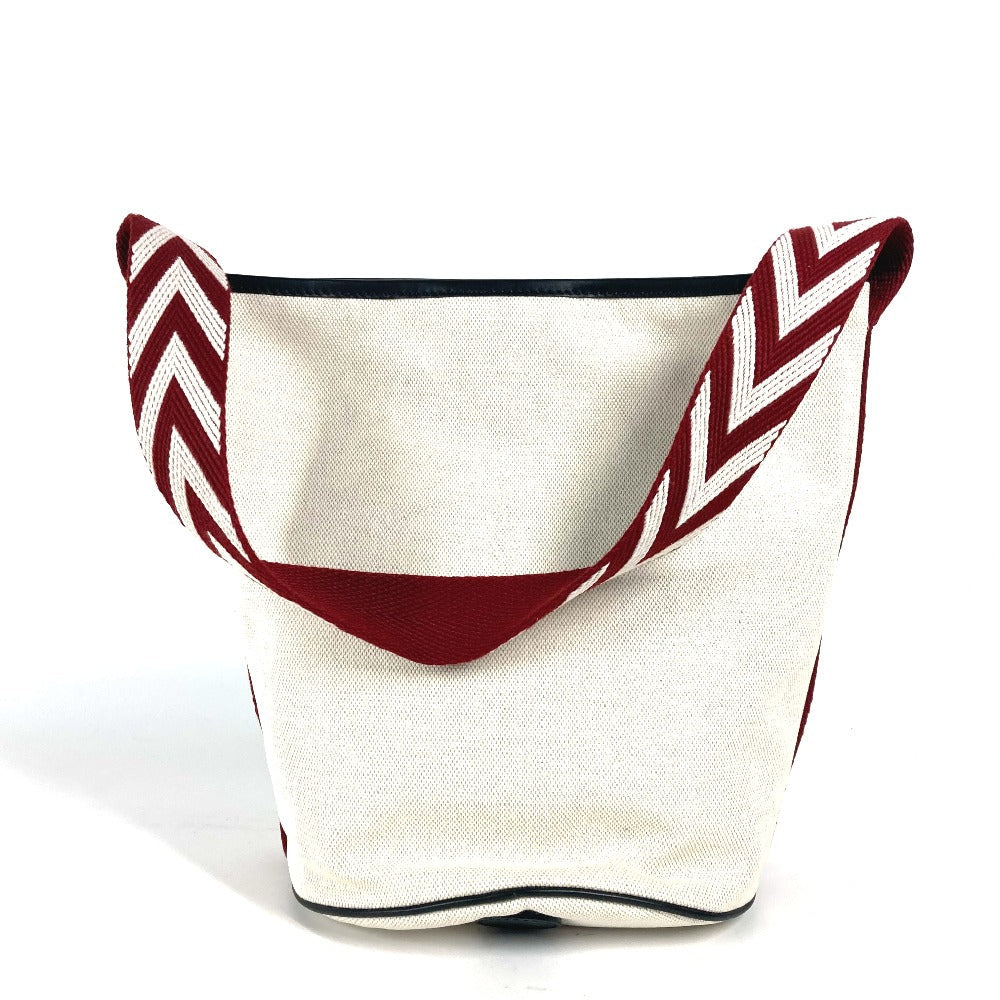 BALLY Shoulder Bag 6232568 canvas white Bucket BRUNILLE logo mens Used Authentic