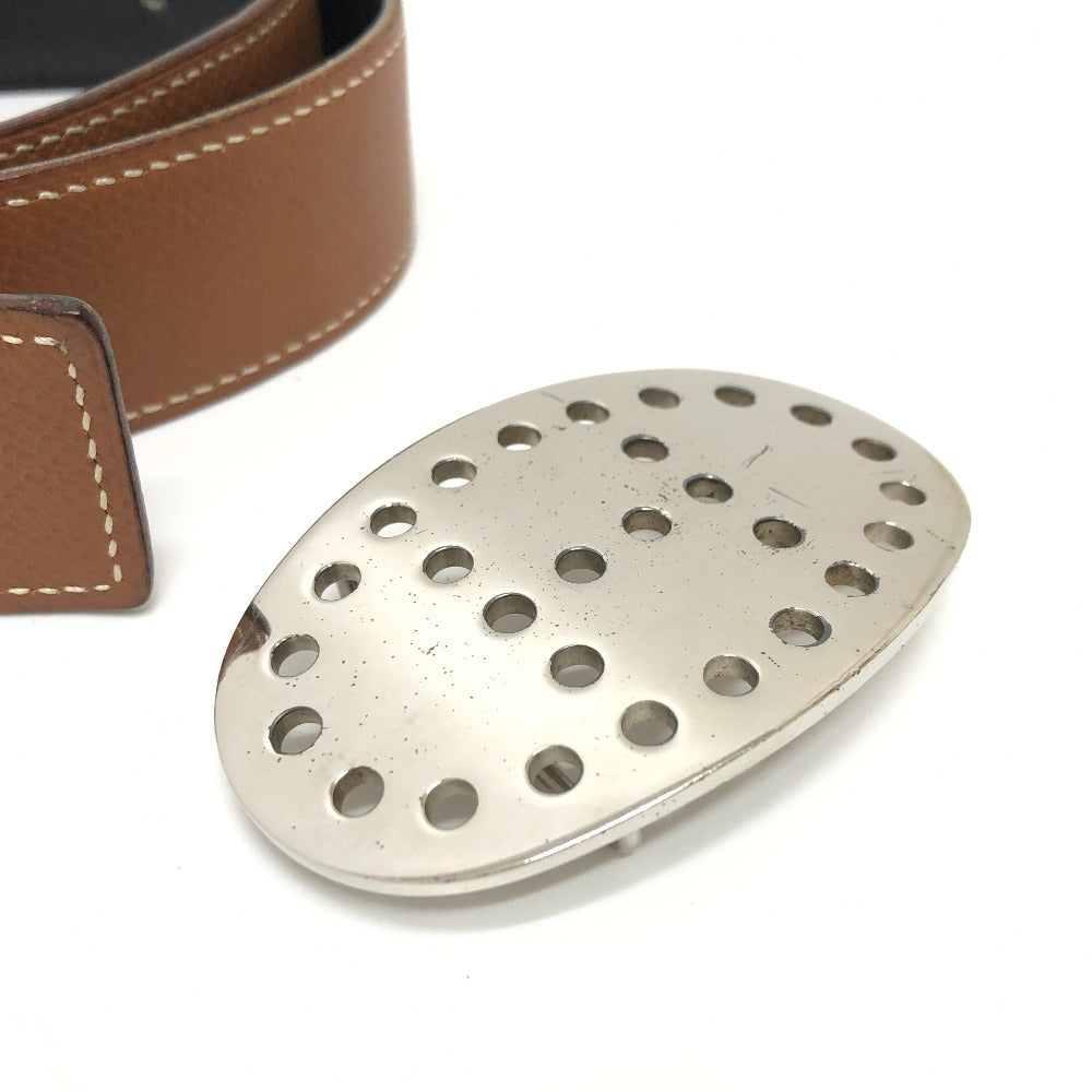 HERMES belt Boxcalf, Epsom Brown Punching H logo Women 65 Used Authentic