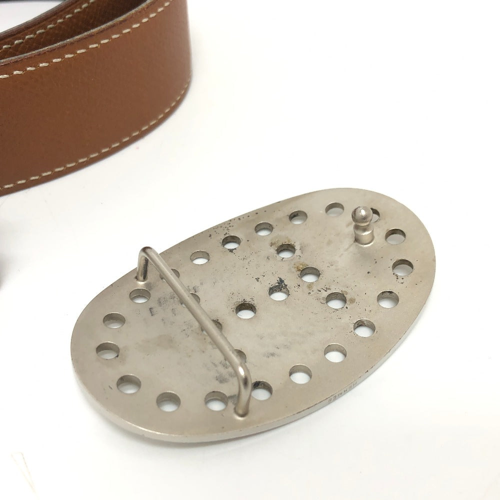 HERMES belt Boxcalf, Epsom Brown Punching H logo Women 65 Used Authentic