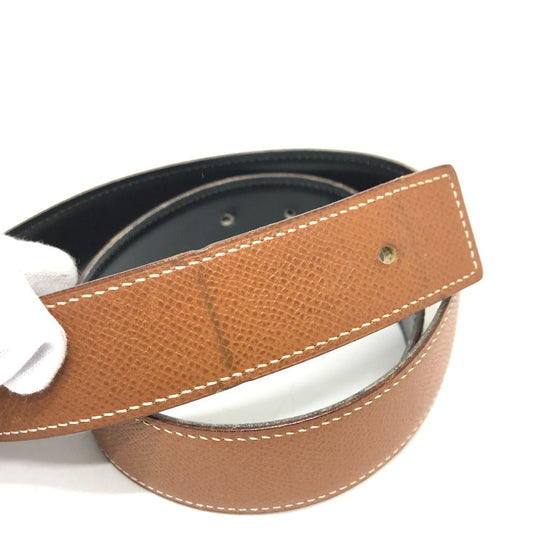 HERMES belt Boxcalf, Epsom Brown Punching H logo Women 65 Used Authentic