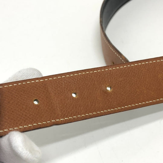 HERMES belt Boxcalf, Epsom Brown Punching H logo Women 65 Used Authentic