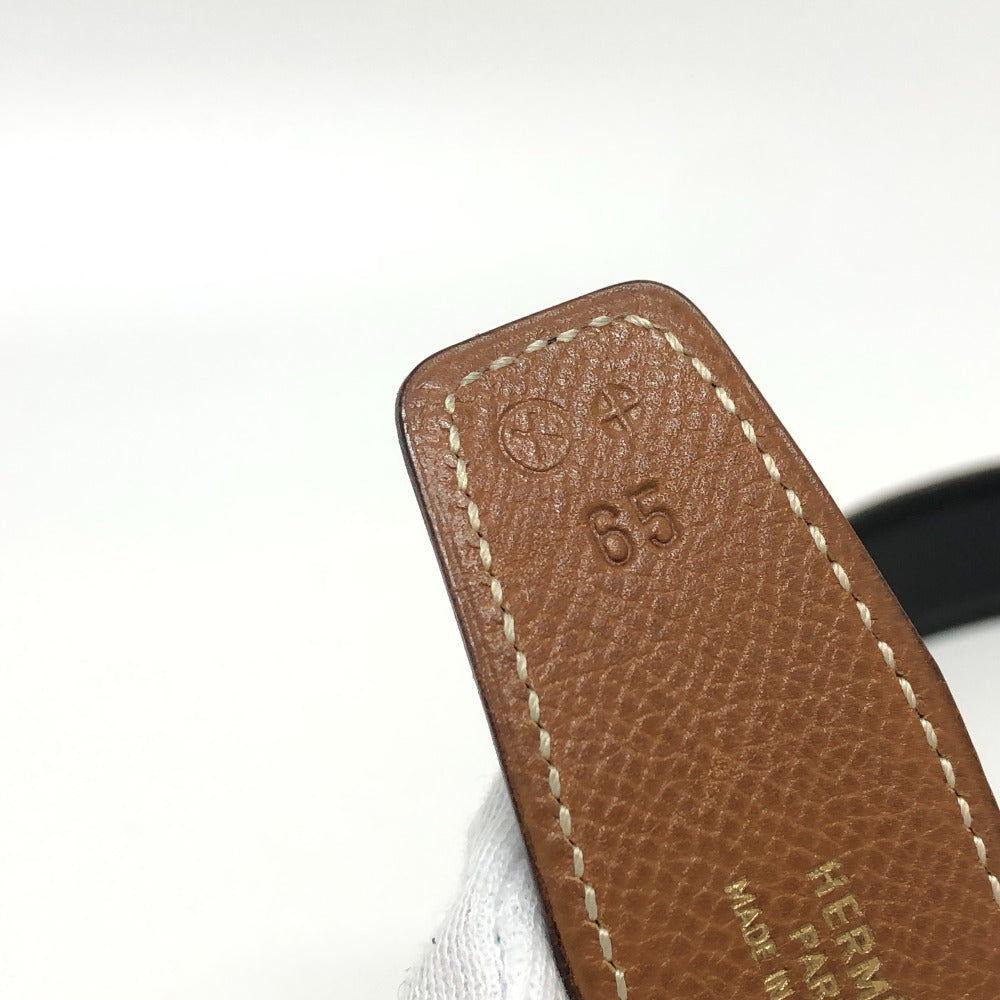 HERMES belt Boxcalf, Epsom Brown Punching H logo Women 65 Used Authentic