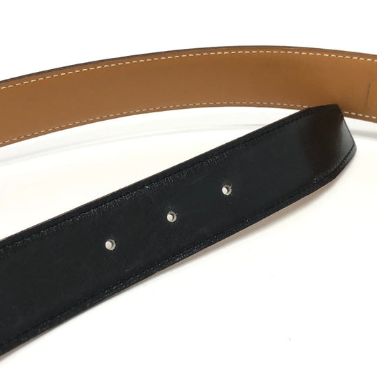 HERMES belt Box scarf black Punching H logo Women 70 Used Authentic