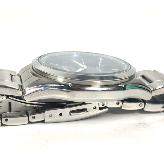 CITIZEN Watches Solar Powered J810 Stainless Steel Silver Eco Drive Navy dial mens Used Authentic