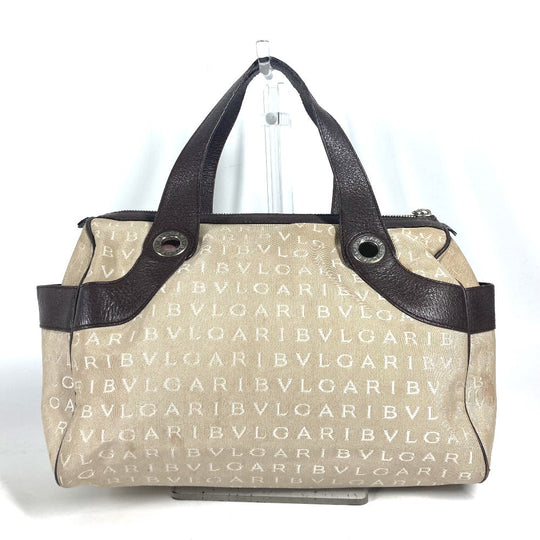 BVLGARI Shoulder Bag Leather / canvas beige Shoulder Logo mania Women Used Authentic