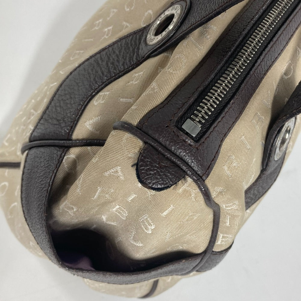 BVLGARI Shoulder Bag Leather / canvas beige Shoulder Logo mania Women Used Authentic