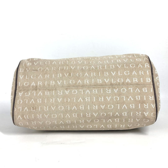 BVLGARI Shoulder Bag Leather / canvas beige Shoulder Logo mania Women Used Authentic