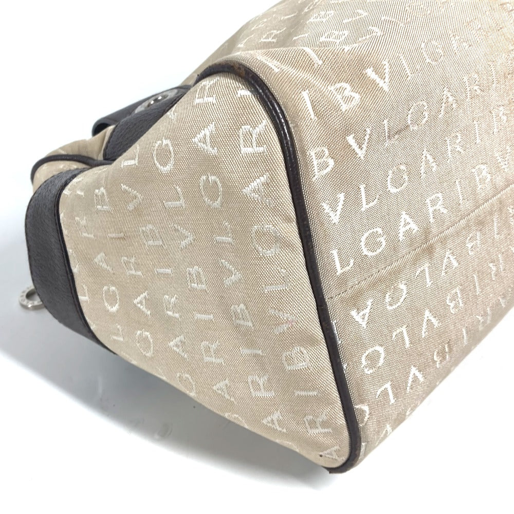 BVLGARI Shoulder Bag Leather / canvas beige Shoulder Logo mania Women Used Authentic