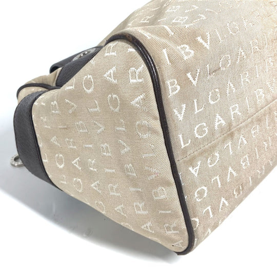 BVLGARI Shoulder Bag Leather / canvas beige Shoulder Logo mania Women Used Authentic