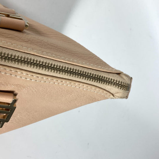 FENDI Handbag leather beige FF logo Women Used Authentic