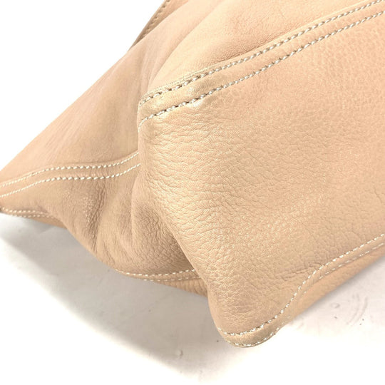 FENDI Handbag leather beige FF logo Women Used Authentic