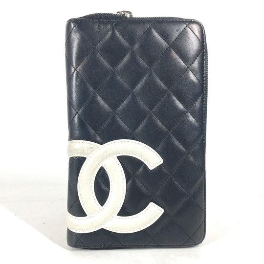 CHANEL Long Wallet Purse A26710 leather black Cambon line CC COCO Mark Travel Case Women Used Authentic