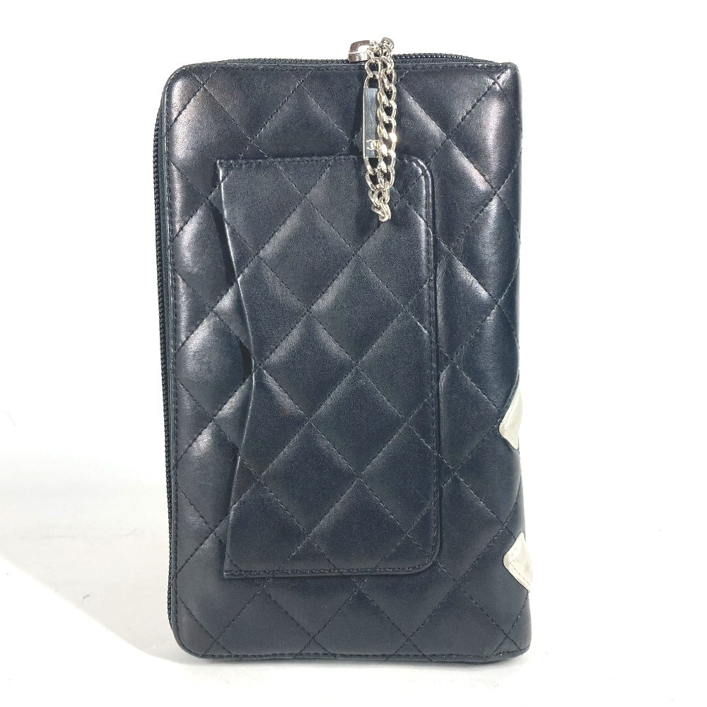CHANEL Long Wallet Purse A26710 leather black Cambon line CC COCO Mark Travel Case Women Used Authentic