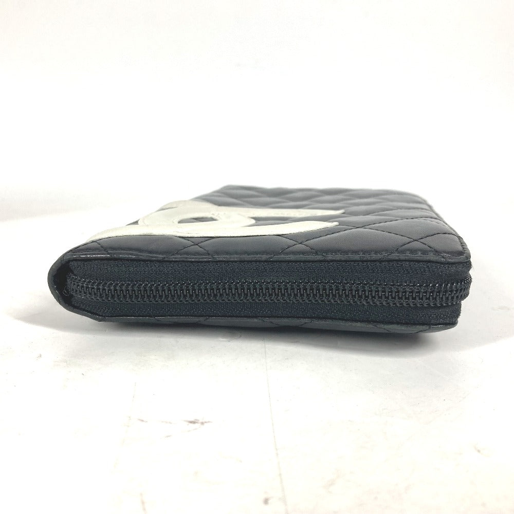 CHANEL Long Wallet Purse A26710 leather black Cambon line CC COCO Mark Travel Case Women Used Authentic