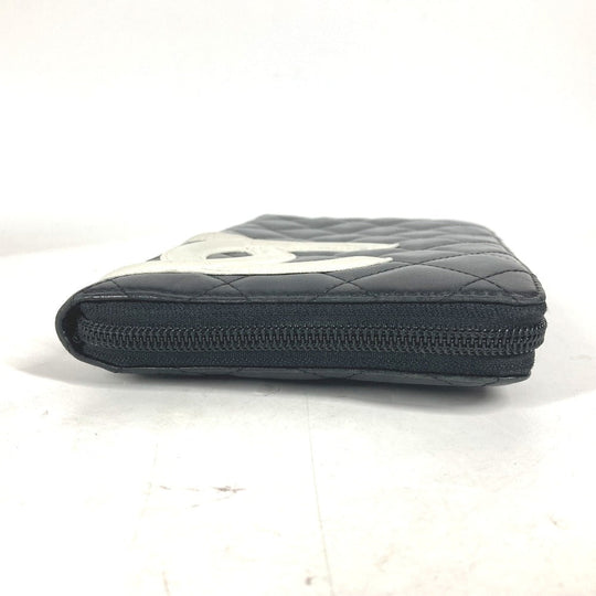 CHANEL Long Wallet Purse A26710 leather black Cambon line CC COCO Mark Travel Case Women Used Authentic
