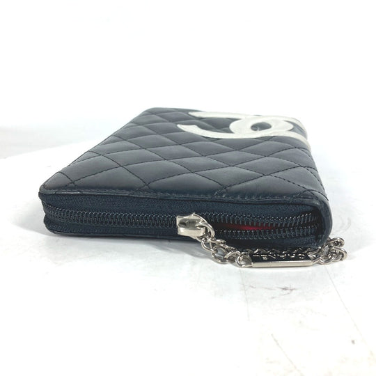 CHANEL Long Wallet Purse A26710 leather black Cambon line CC COCO Mark Travel Case Women Used Authentic