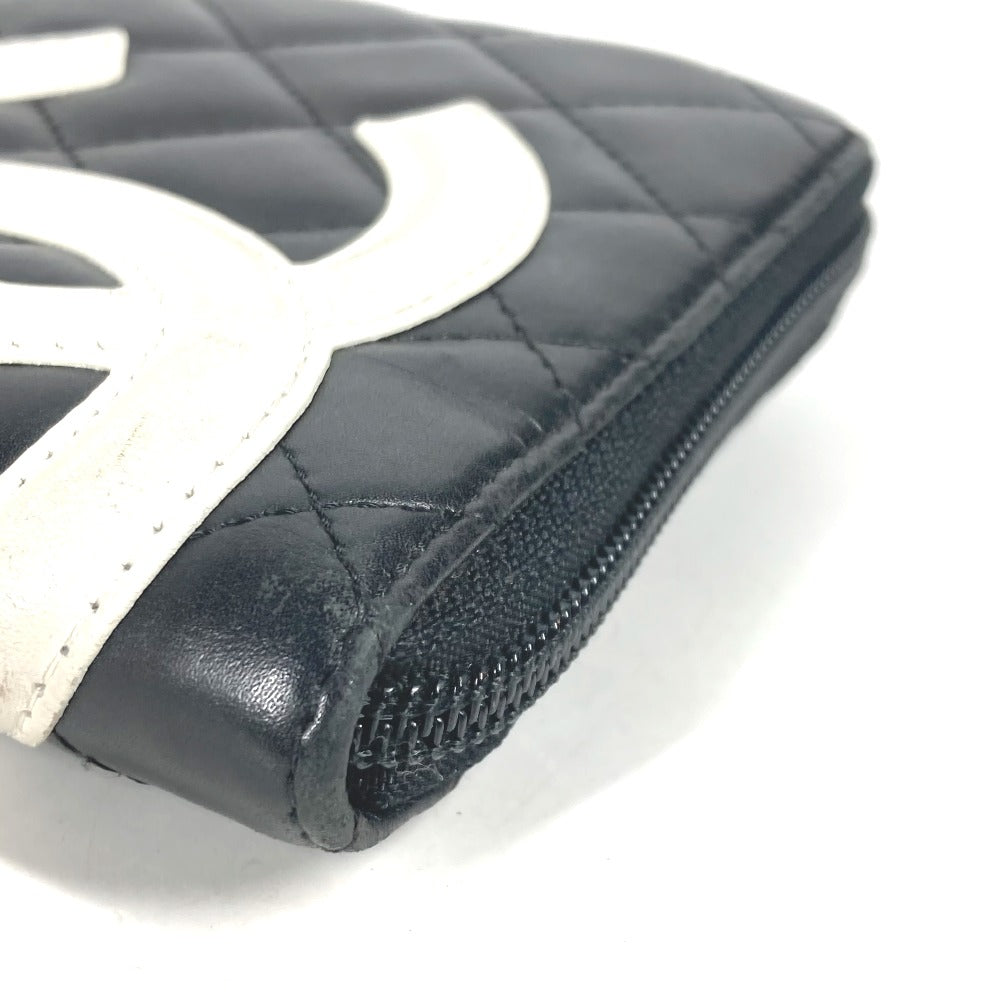 CHANEL Long Wallet Purse A26710 leather black Cambon line CC COCO Mark Travel Case Women Used Authentic
