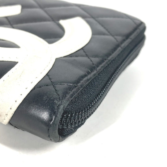 CHANEL Long Wallet Purse A26710 leather black Cambon line CC COCO Mark Travel Case Women Used Authentic