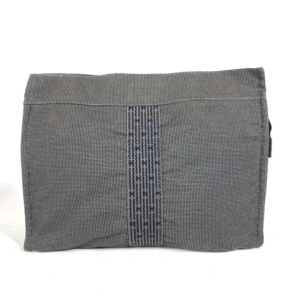 HERMES Clutch bag canvas gray Her Line Pouch MM Women Used Authentic