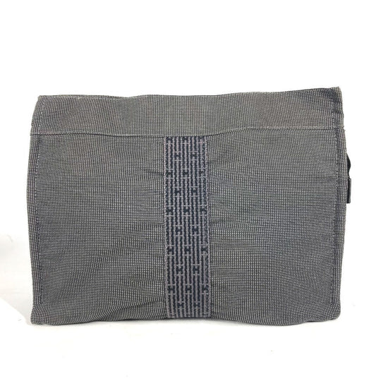 HERMES Clutch bag canvas gray Her Line Pouch MM Women Used Authentic