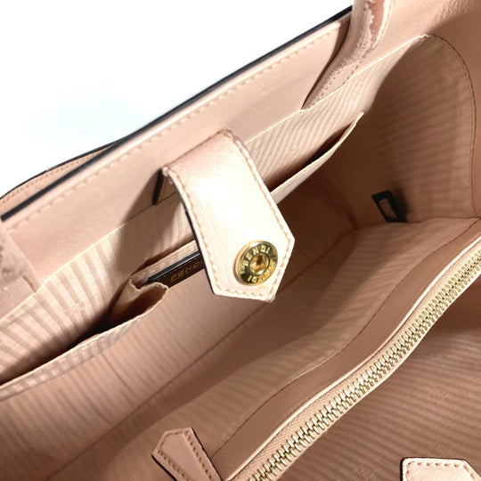 FENDI Shoulder Bag 8BH250 leather beige To joule Women Used Authentic