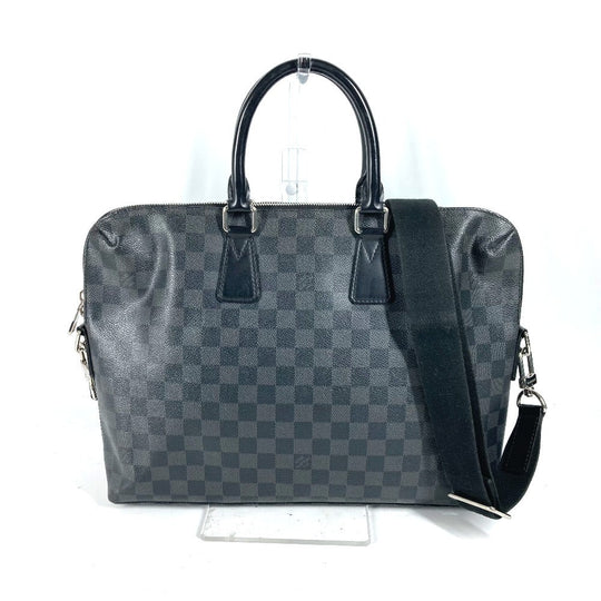 LOUIS VUITTON Business bag N48224 Damier Grafitto Canvas black Damier Grafitte Porte Document Jules PDJ mens Used Authentic