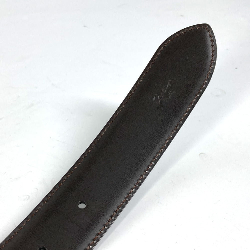 CARTIER belt leather black Santos logo mens Used Authentic