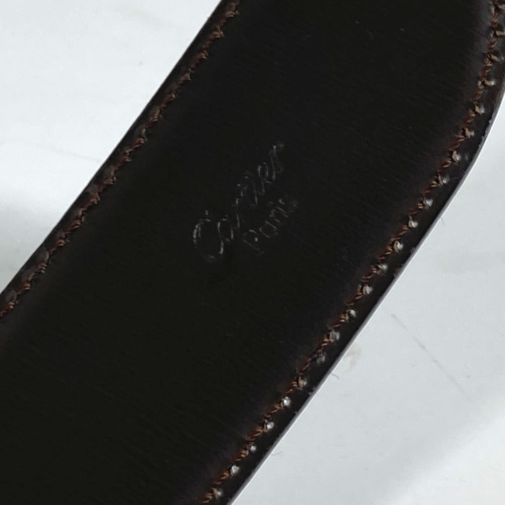 CARTIER belt leather black Santos logo mens Used Authentic