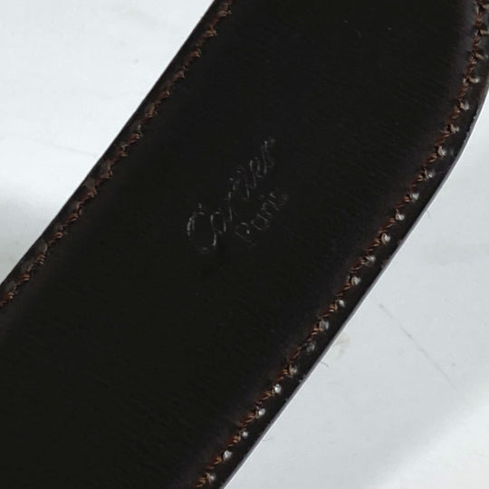 CARTIER belt leather black Santos logo mens Used Authentic
