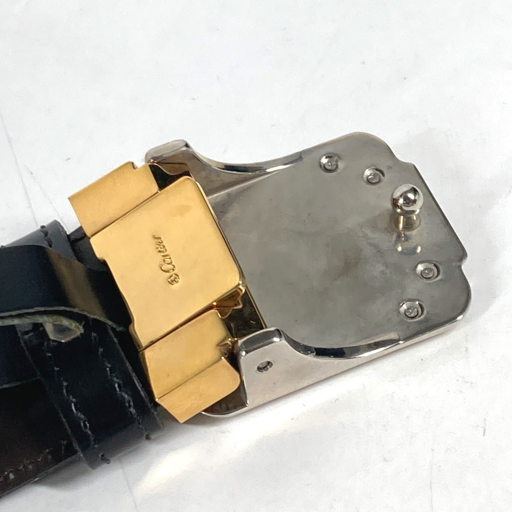 CARTIER belt leather black Santos logo mens Used Authentic