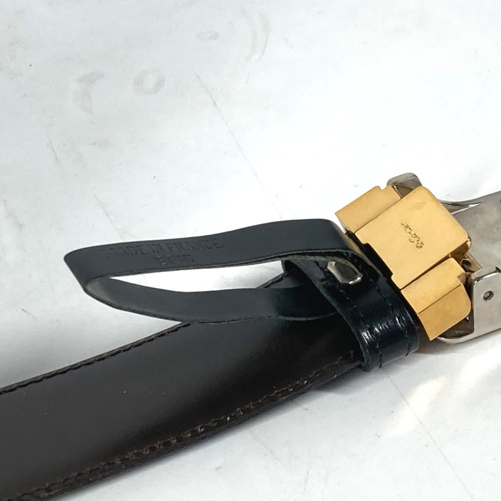 CARTIER belt leather black Santos logo mens Used Authentic