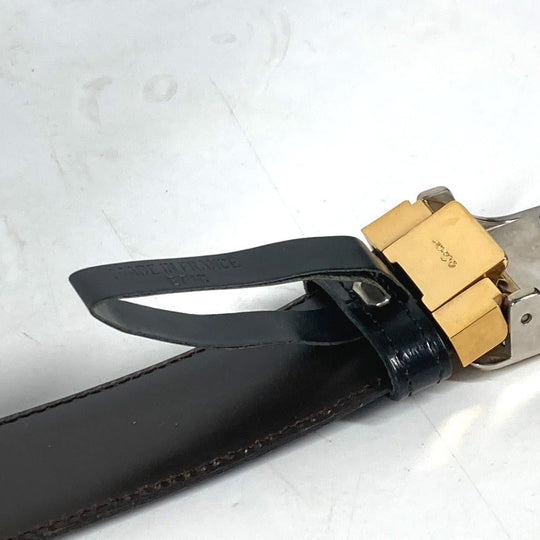 CARTIER belt leather black Santos logo mens Used Authentic