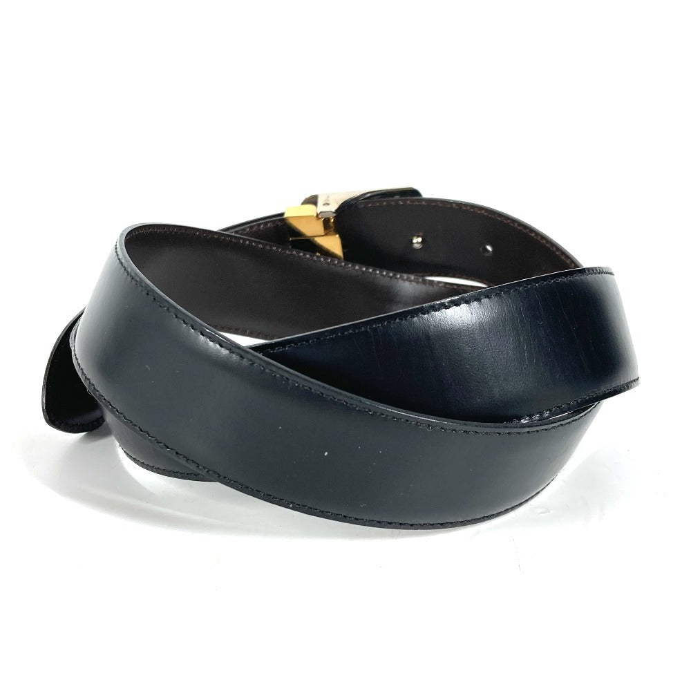 CARTIER belt leather black Santos logo mens Used Authentic