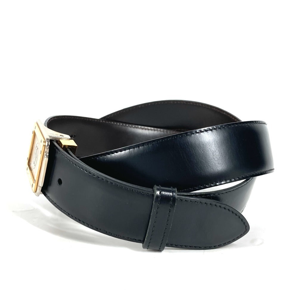 CARTIER belt leather black Santos logo mens Used Authentic