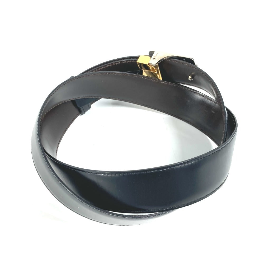 CARTIER belt leather black Santos logo mens Used Authentic