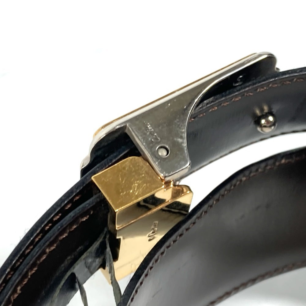 CARTIER belt leather black Santos logo mens Used Authentic