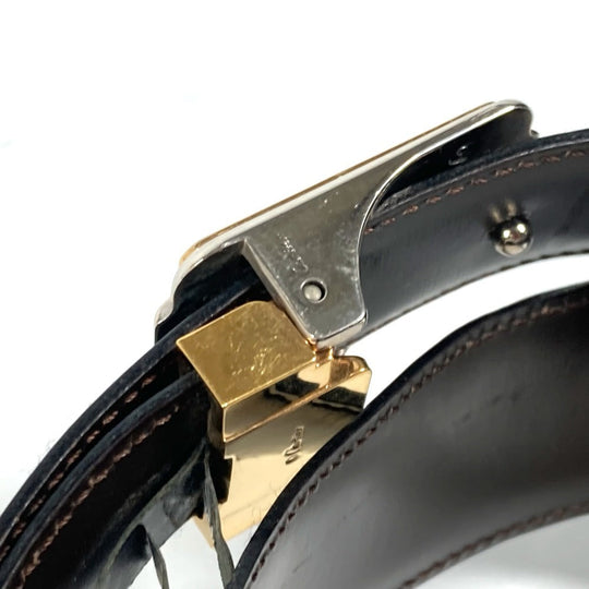 CARTIER belt leather black Santos logo mens Used Authentic