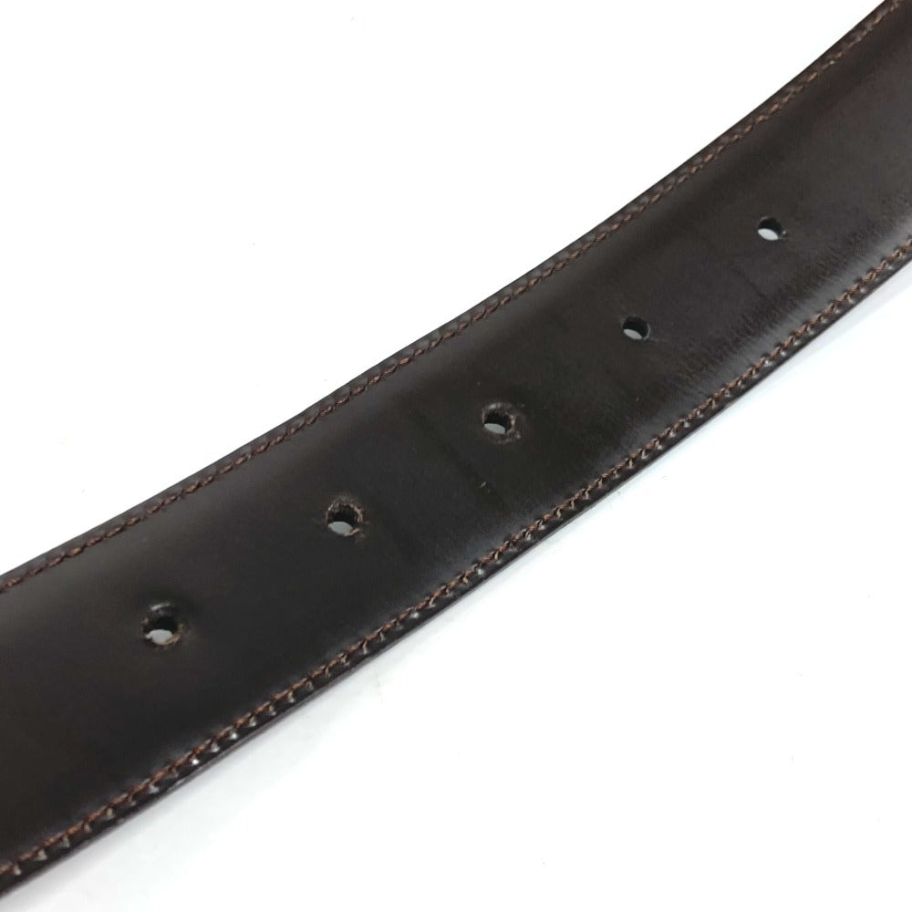 CARTIER belt leather black Santos logo mens Used Authentic