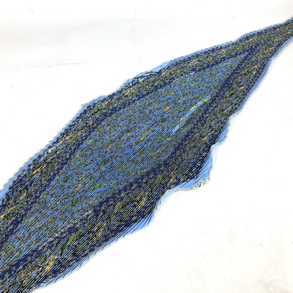 HERMES scarf silk blue Carre PleatedCarre
