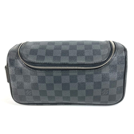 LOUIS VUITTON Pouch N47625 Damier Grafitto Canvas black Damier Grafitte C Cracking pouch mens Used Authentic