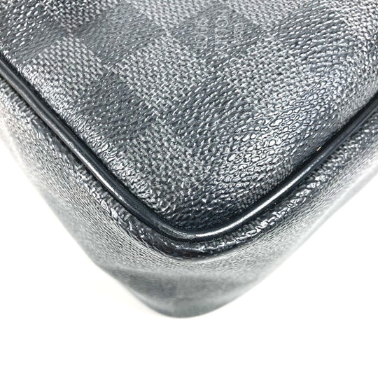LOUIS VUITTON Pouch N47625 Damier Grafitto Canvas black Damier Grafitte C Cracking pouch mens Used Authentic