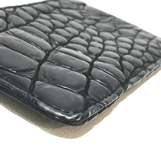 JIMMY CHOO Coin case leather black With key ring Croco embossed