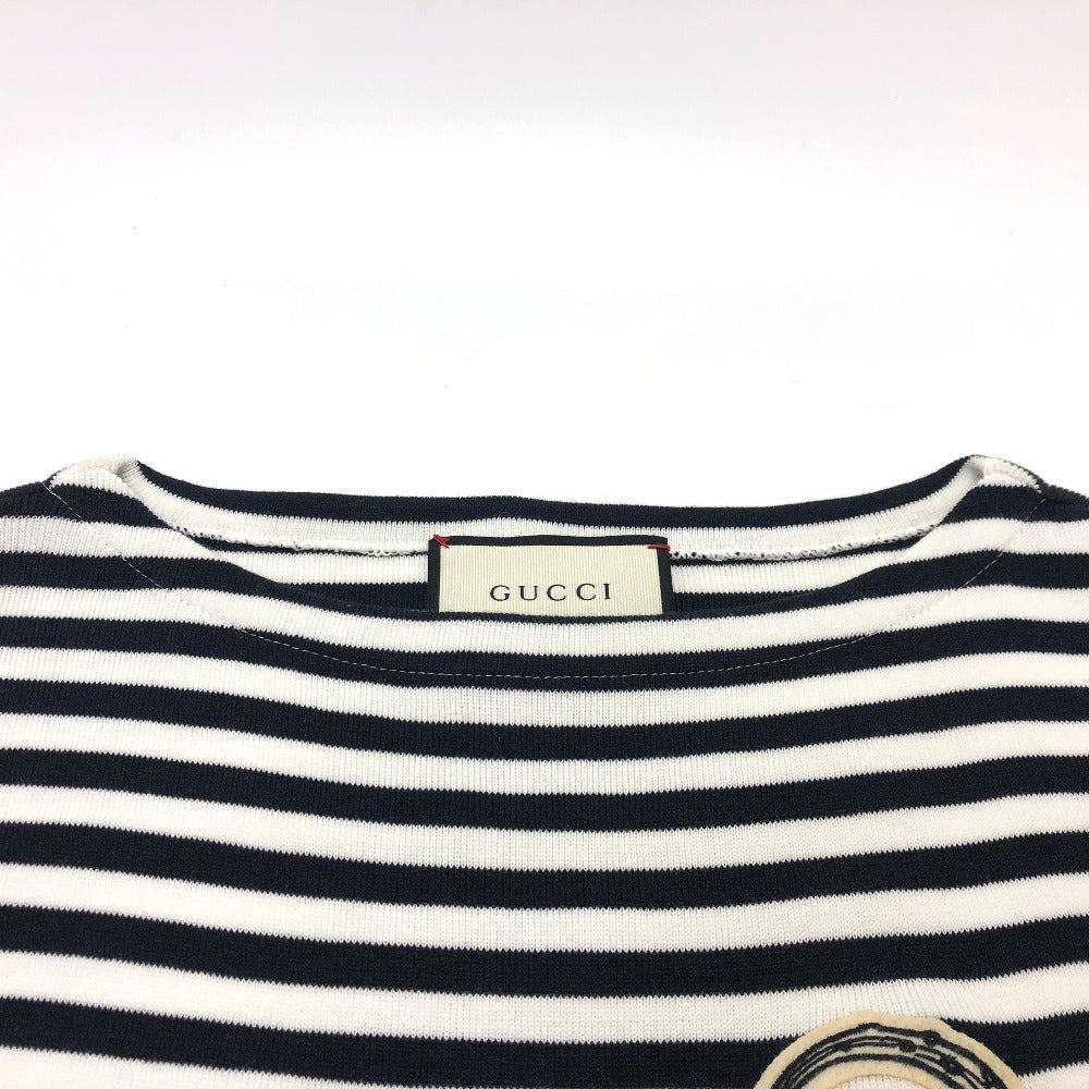 GUCCI sweat 461177 cotton White x black tops Border octopus motif mens XS Used Authentic
