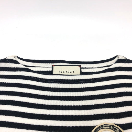 GUCCI sweat 461177 cotton White x black tops Border octopus motif mens XS Used Authentic