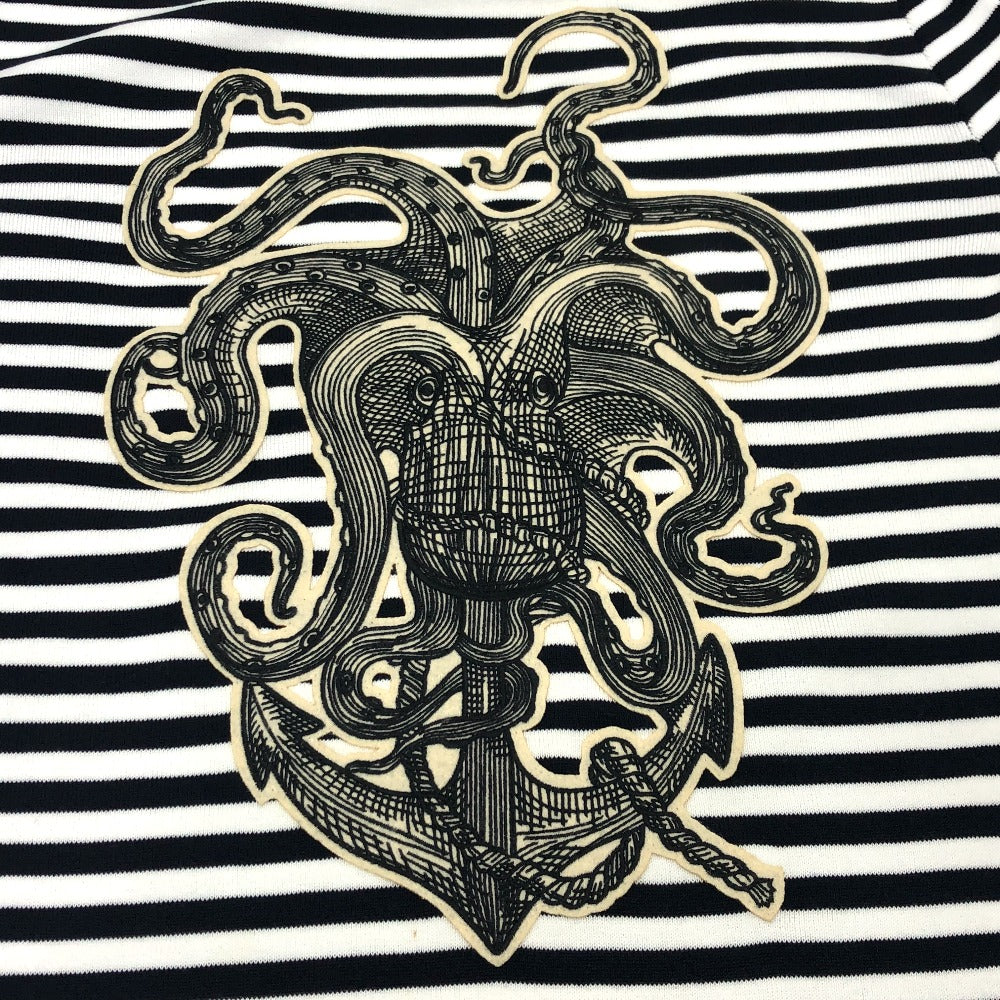 GUCCI sweat 461177 cotton White x black tops Border octopus motif mens XS Used Authentic